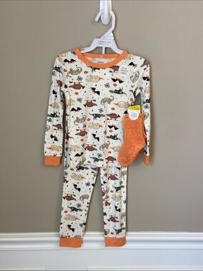 Goodnight Llama Kids Halloween Dinosaur Print Pajama 3 Piece Set 3T NWT